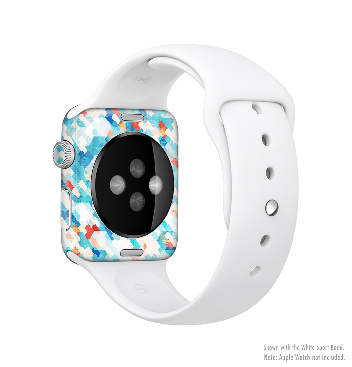 Modern Abstract Blue Tiled Skin Kit for Apple Watch, showcasing vibrant blue patterns and a sleek design for full-body protection.