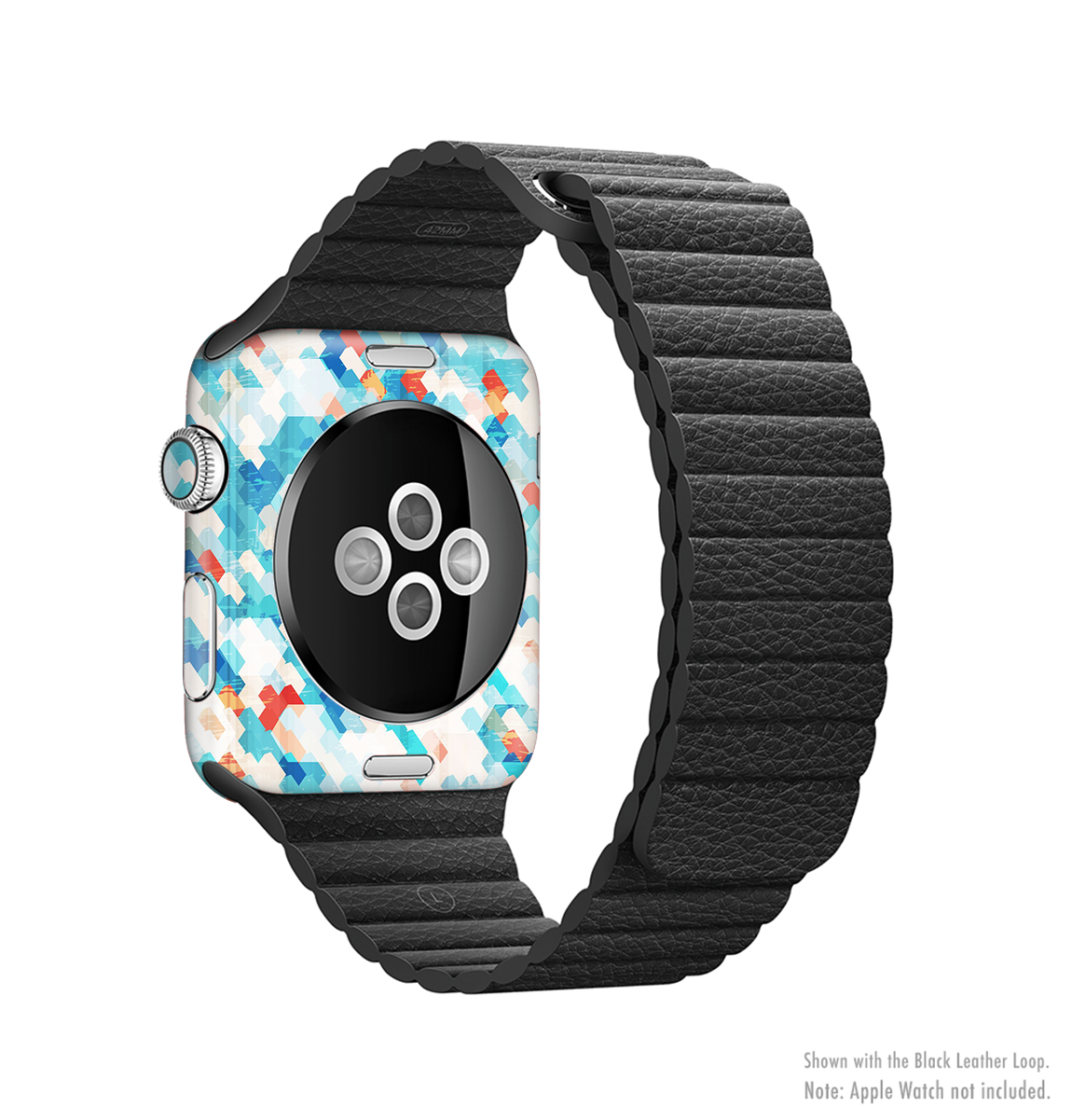 Modern Abstract Blue Tiled Skin Kit for Apple Watch, showcasing vibrant blue patterns and a sleek design for full-body protection.