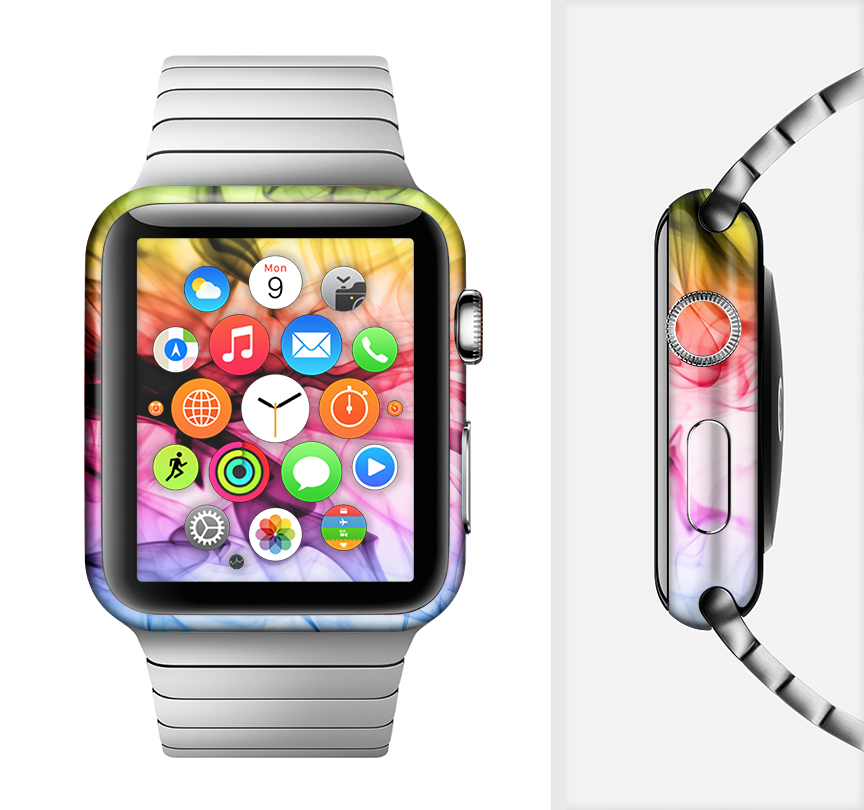 Neon Glowing Fumes Full-Body Skin Kit for Apple Watch showcasing vibrant colors and sleek design.