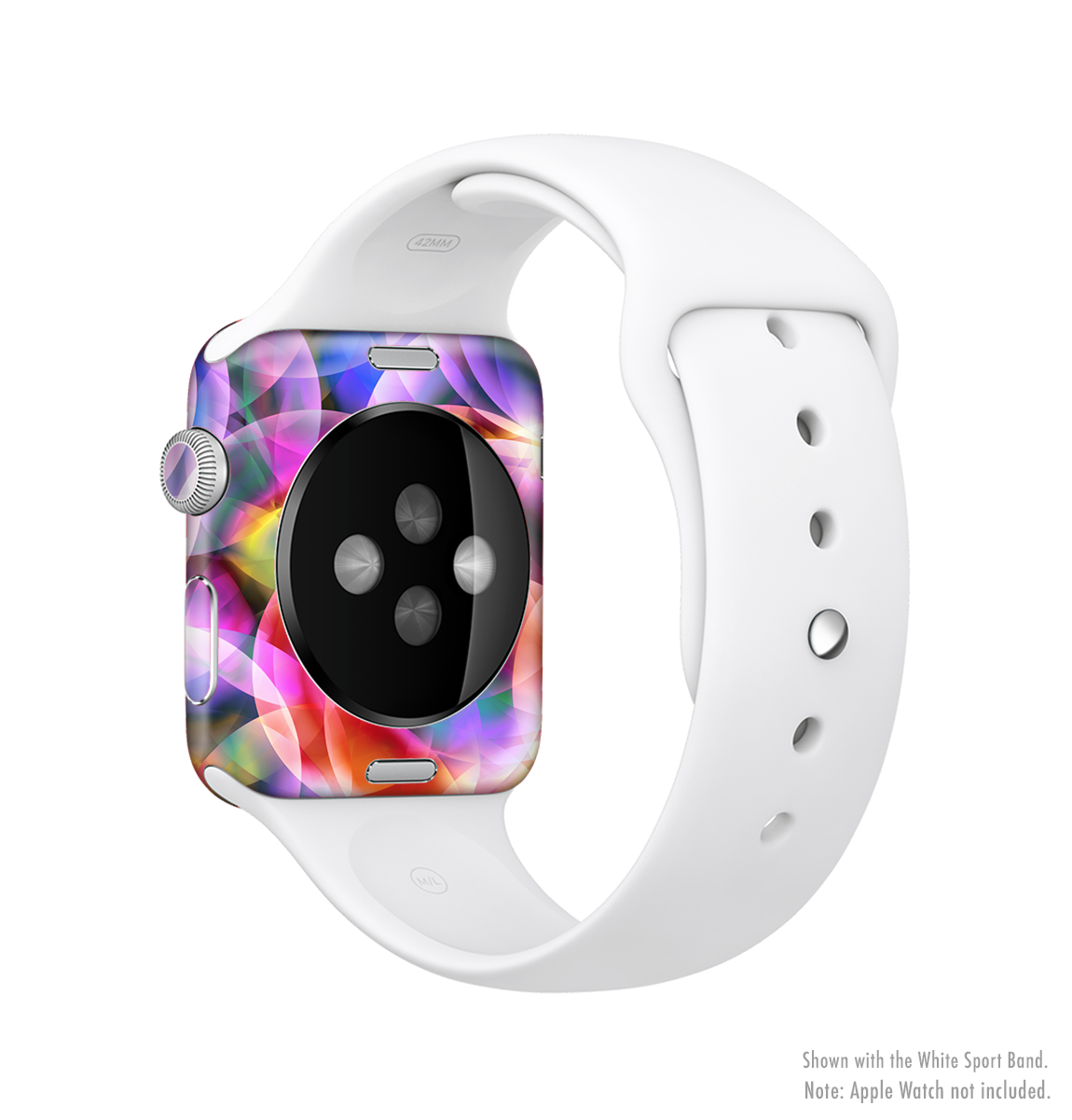 Neon Glowing Vibrant Cells Full-Body Skin Kit for Apple Watch, showcasing vibrant colors and a sleek design.