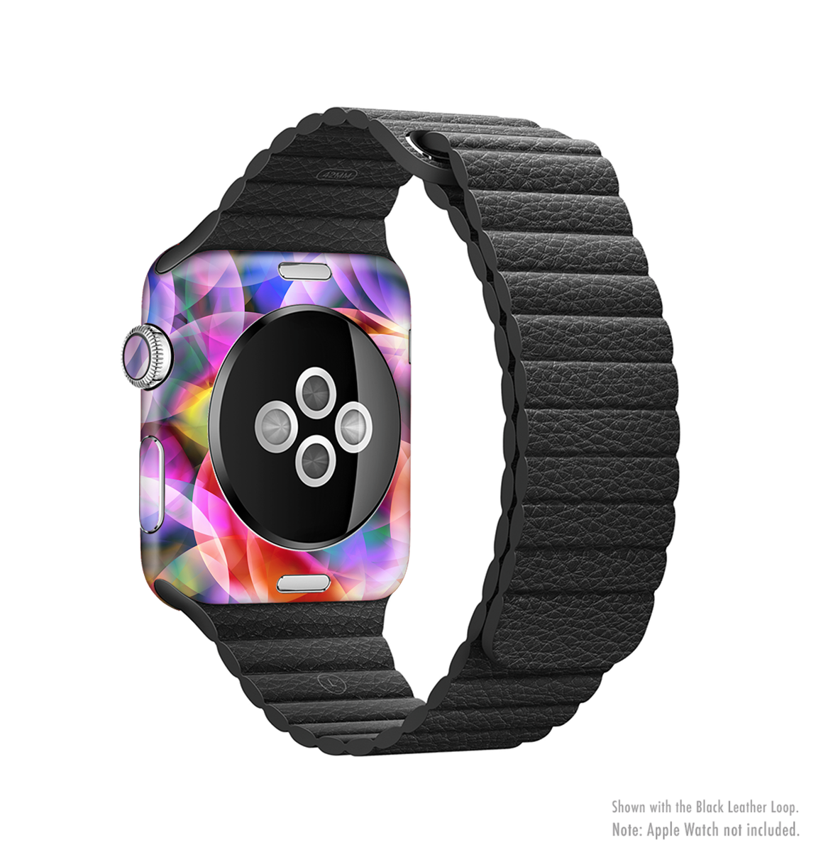 Neon Glowing Vibrant Cells Full-Body Skin Kit for Apple Watch, showcasing vibrant colors and a sleek design.