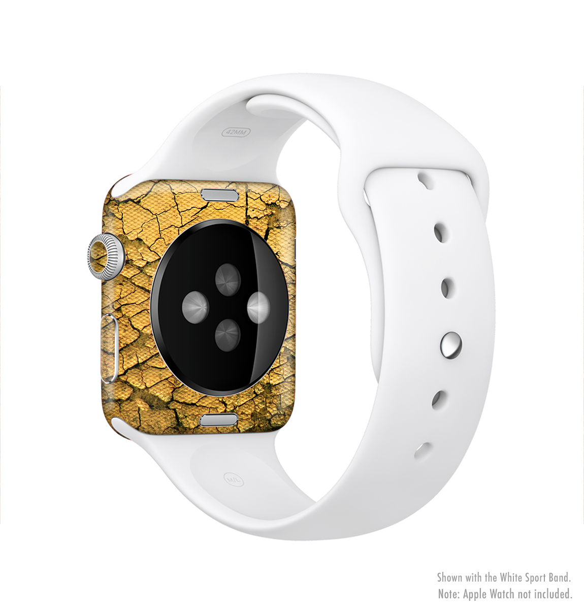 Orange Cracked Surface Full-Body Skin Kit for Apple Watch, showcasing vibrant design and premium vinyl material.