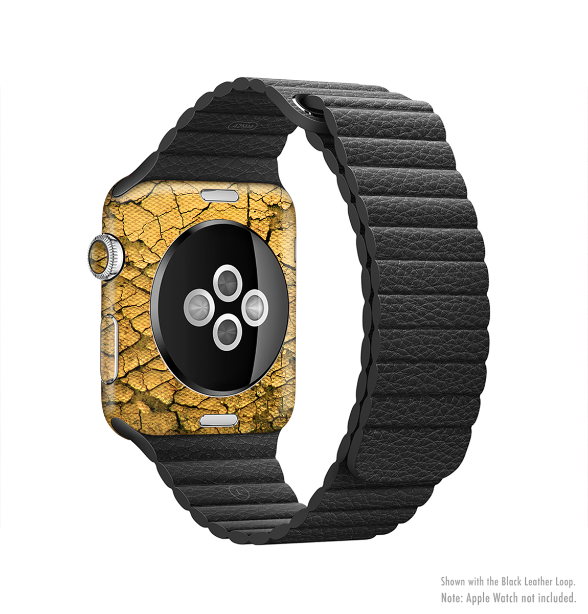 Orange Cracked Surface Full-Body Skin Kit for Apple Watch, showcasing vibrant design and premium vinyl material.