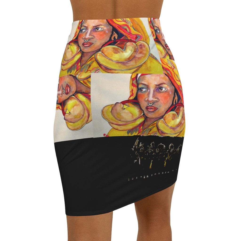 The Original Woman Mini Skirt showcasing a stylish design with a mid-waist slim fit and elastic waistband, made from a comfortable polyester and spandex blend.