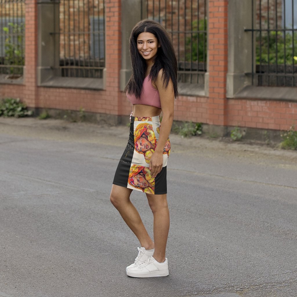 The Original Woman Mini Skirt showcasing a stylish design with a mid-waist slim fit and elastic waistband, made from a comfortable polyester and spandex blend.