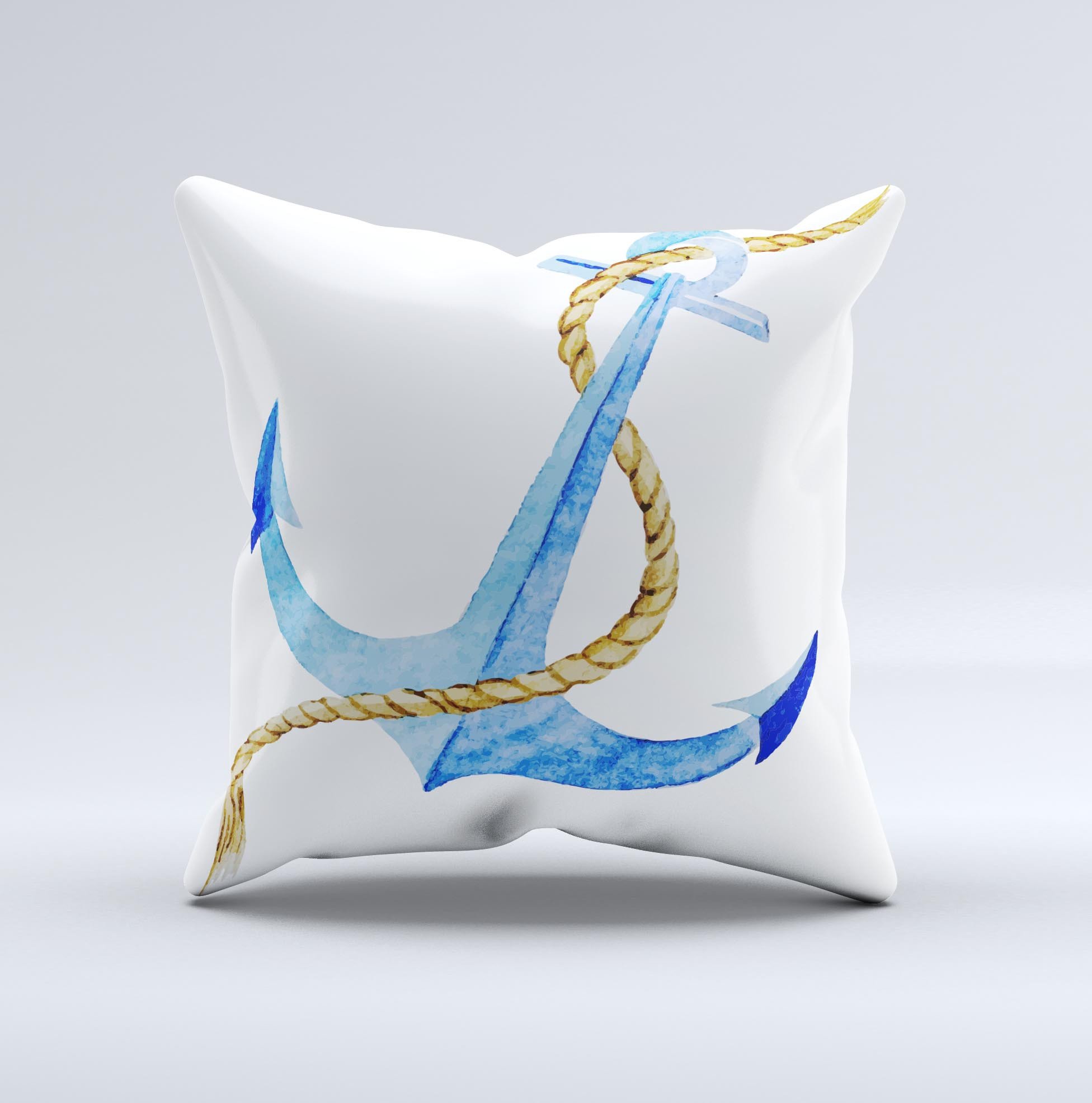 White pillow with anchor design.