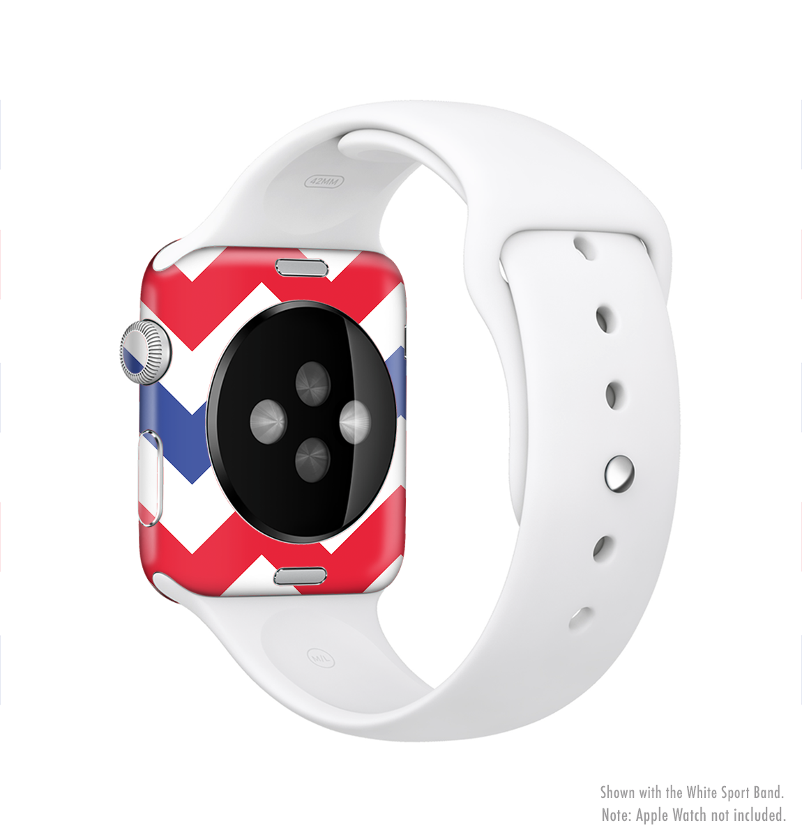 Patriotic Chevron Pattern Full-Body Skin Kit for Apple Watch, showcasing vibrant colors and a stylish design.