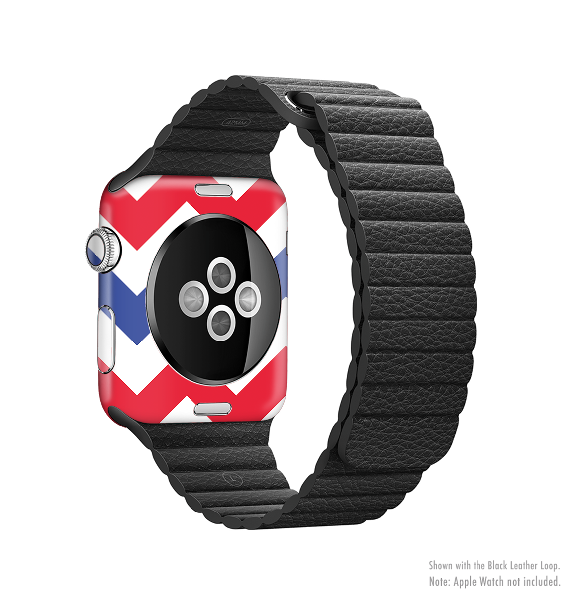 Patriotic Chevron Pattern Full-Body Skin Kit for Apple Watch, showcasing vibrant colors and a stylish design.