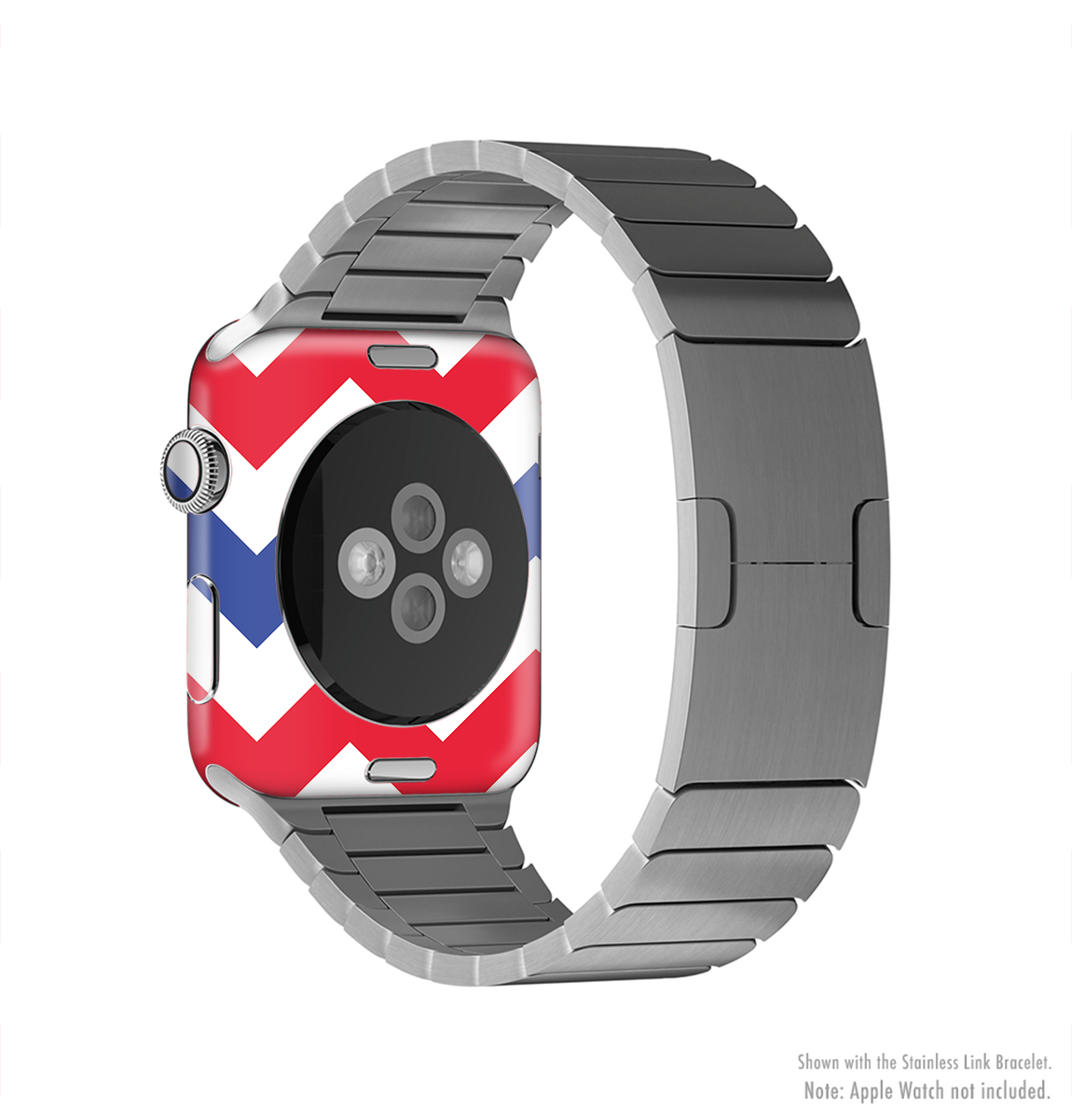 Patriotic Chevron Pattern Full-Body Skin Kit for Apple Watch, showcasing vibrant colors and a stylish design.