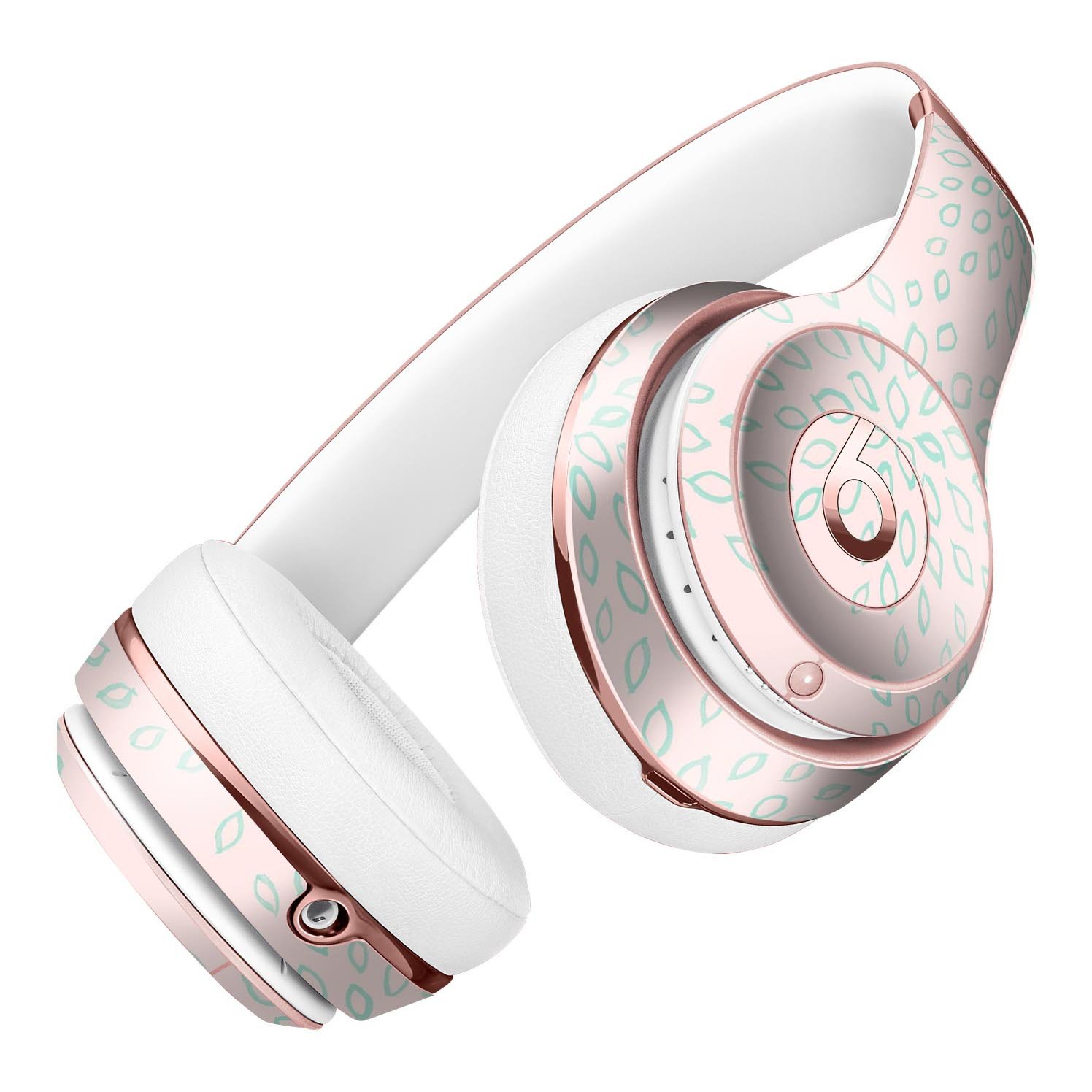 Pink and mint floral skin kit for Beats by Dre Solo 3 Wireless Headphones, showcasing vibrant floral patterns and a sleek design.