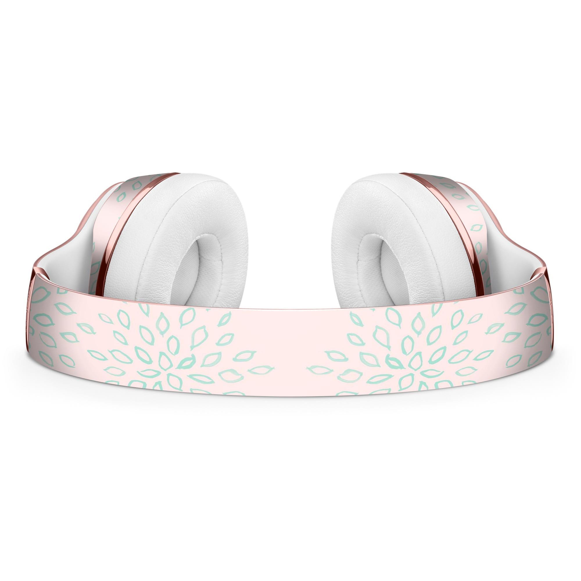 Pink and mint floral skin kit for Beats by Dre Solo 3 Wireless Headphones, showcasing vibrant floral patterns and a sleek design.