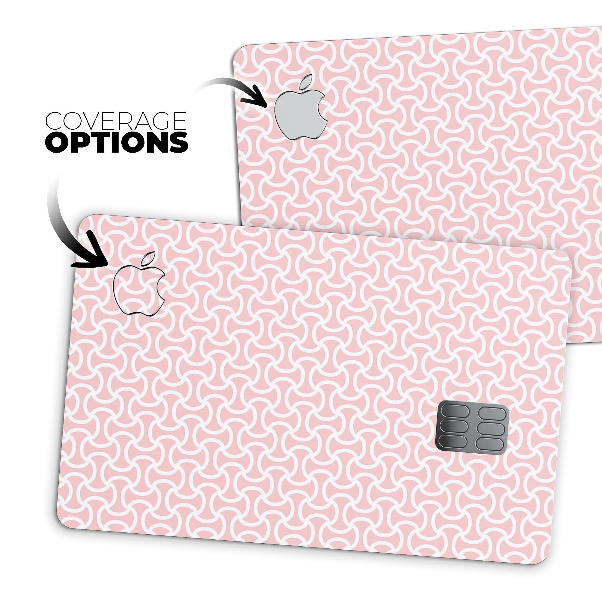 The Pink and White Axed Pattern decal skin for Apple Card, showcasing its vibrant design and premium finish.