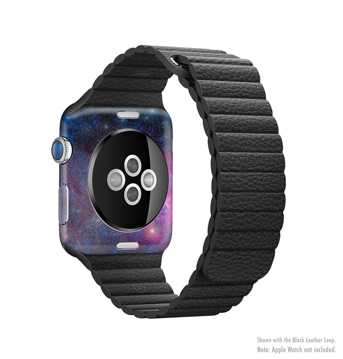 The Pink & Blue Galaxy Full-Body Skin Kit for Apple Watch, showcasing vibrant colors and a sleek design.