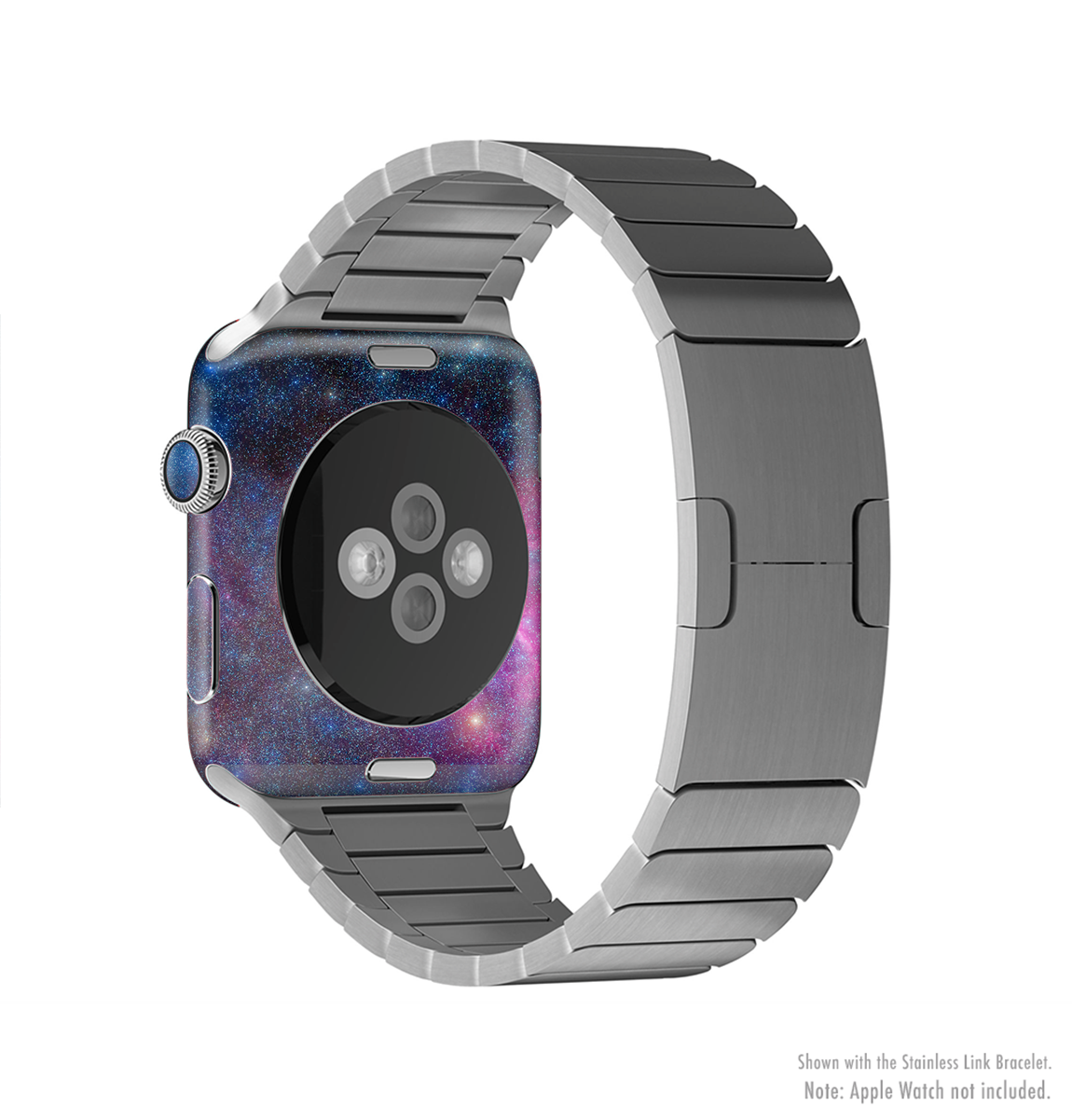 The Pink & Blue Galaxy Full-Body Skin Kit for Apple Watch, showcasing vibrant colors and a sleek design.