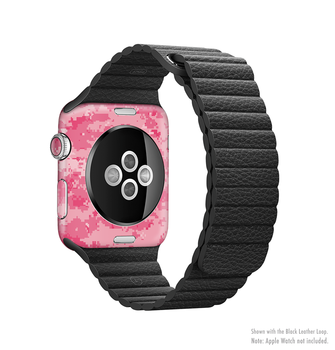 Pink Digital Camouflage Full-Body Skin Kit for Apple Watch, showcasing vibrant colors and a sleek design.