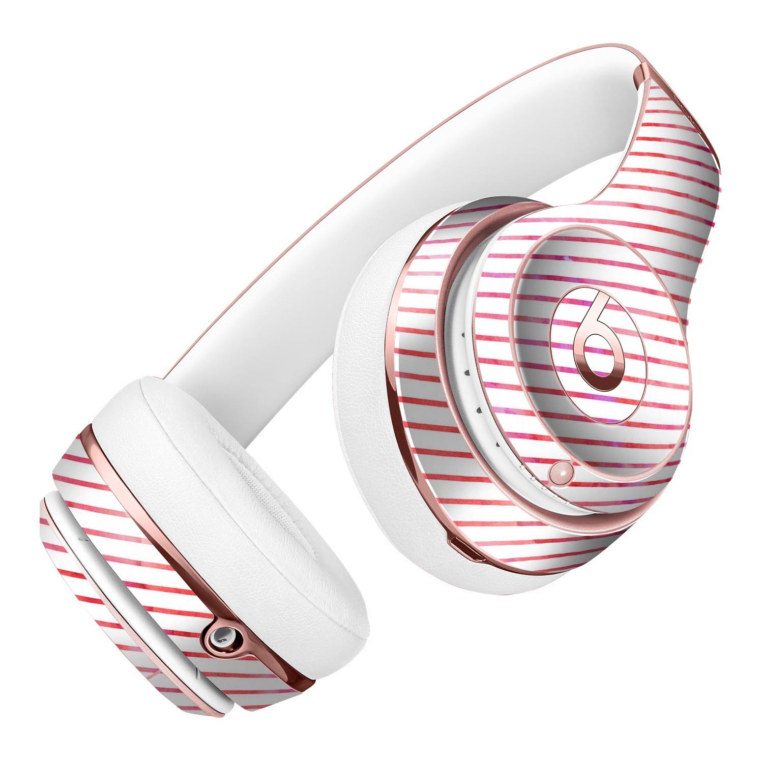 Pink Slanted Lines Pattern Full-Body Skin Kit for Beats by Dre Solo 3 Wireless Headphones, showcasing vibrant design and precise fit.