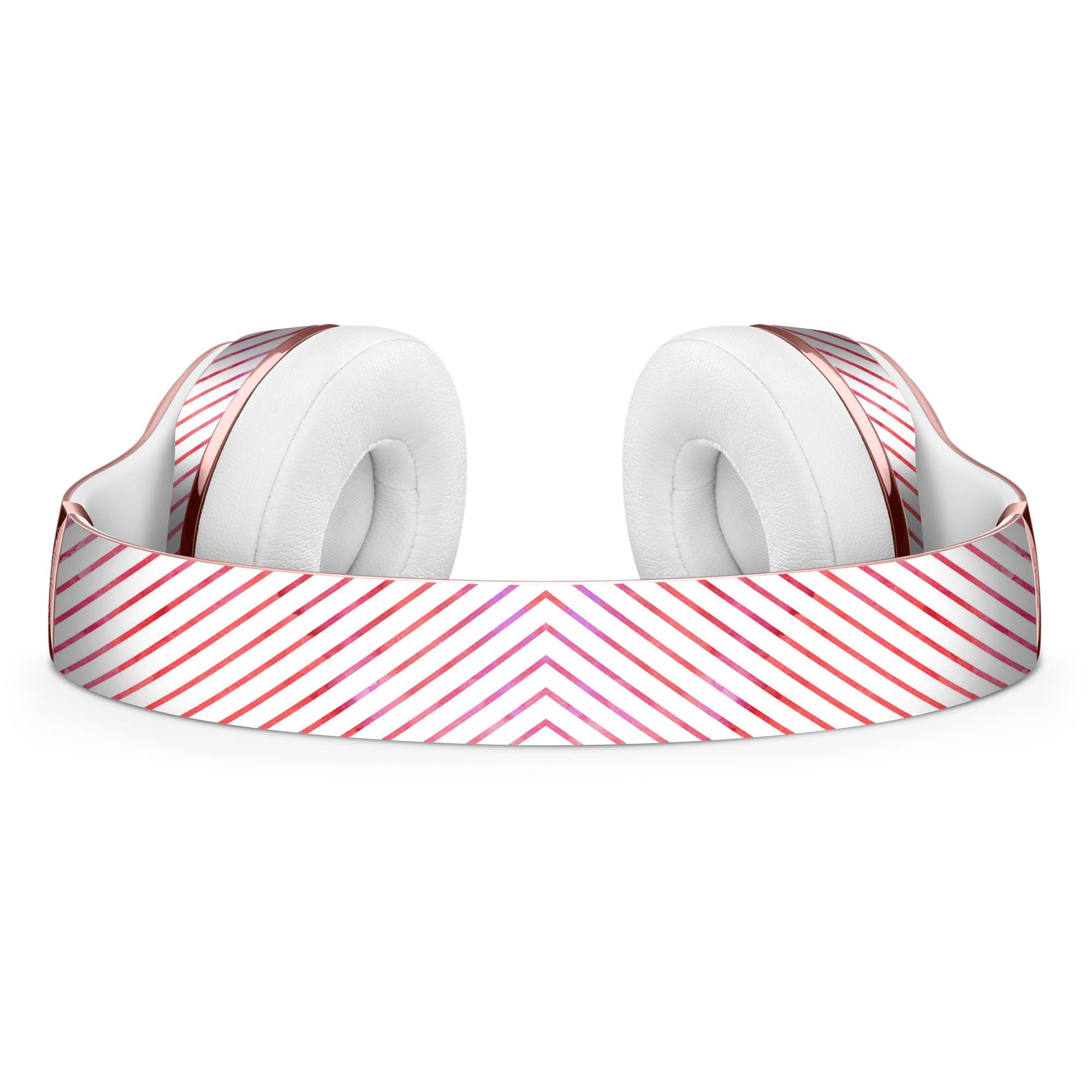 Pink Slanted Lines Pattern Full-Body Skin Kit for Beats by Dre Solo 3 Wireless Headphones, showcasing vibrant design and precise fit.