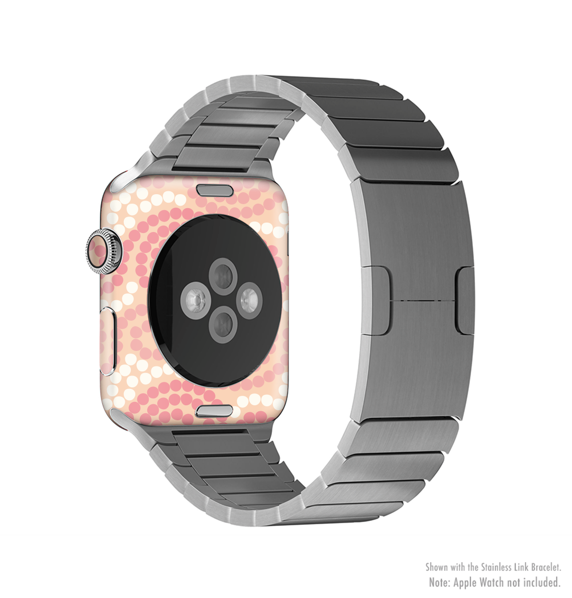 Pink Spiral Polka Dots Full-Body Skin Kit for Apple Watch, showcasing vibrant design and premium vinyl material.