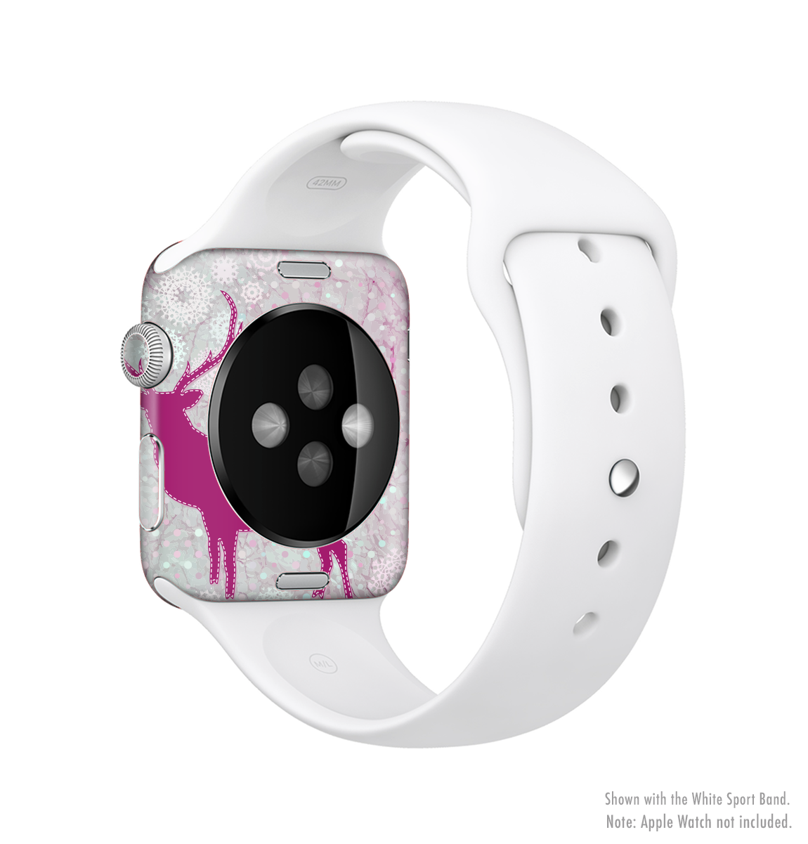 Pink Stitched Deer Collage Full-Body Skin Kit for Apple Watch, showcasing a stylish design with a premium vinyl finish.