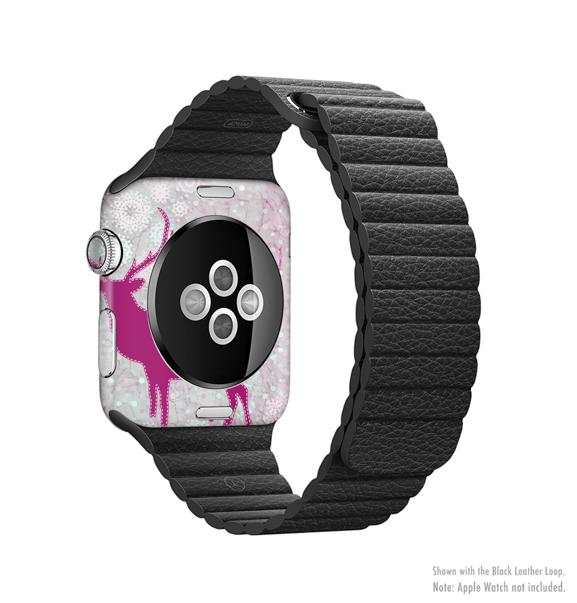 Pink Stitched Deer Collage Full-Body Skin Kit for Apple Watch, showcasing a stylish design with a premium vinyl finish.