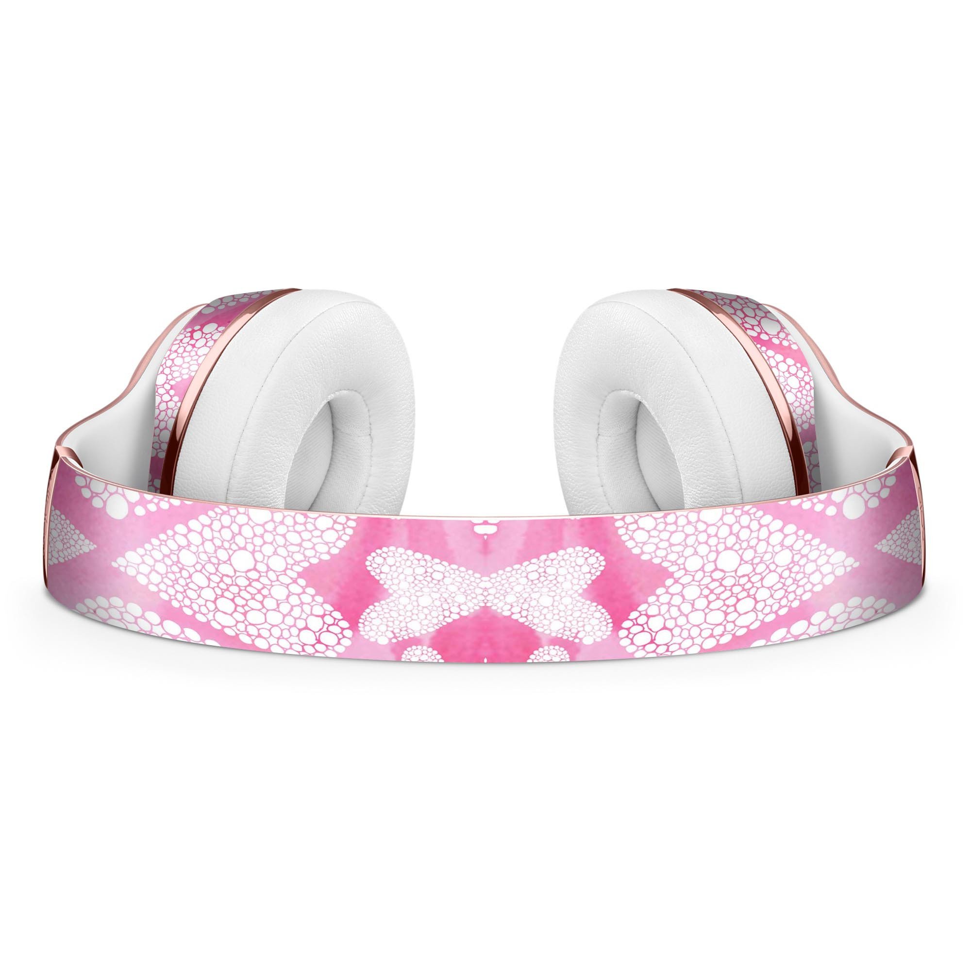 Pink Watercolor Mosaic Hearts Full-Body Skin Kit for Beats by Dre Solo 3 Wireless Headphones, showcasing vibrant colors and intricate design.