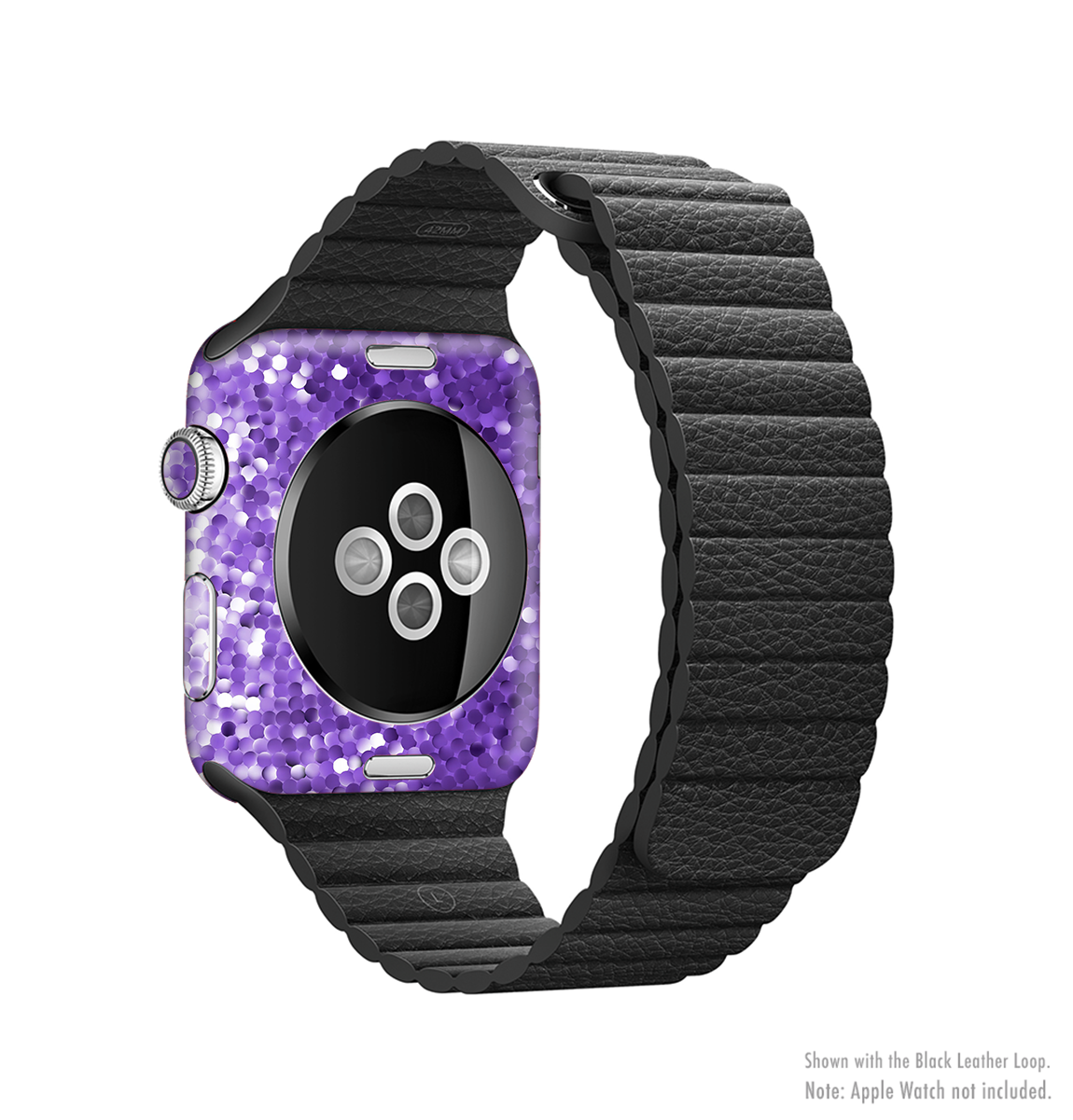 The Purple Shaded Sequence Full-Body Skin Kit for Apple Watch, showcasing a vibrant purple design that fits snugly around the watch.