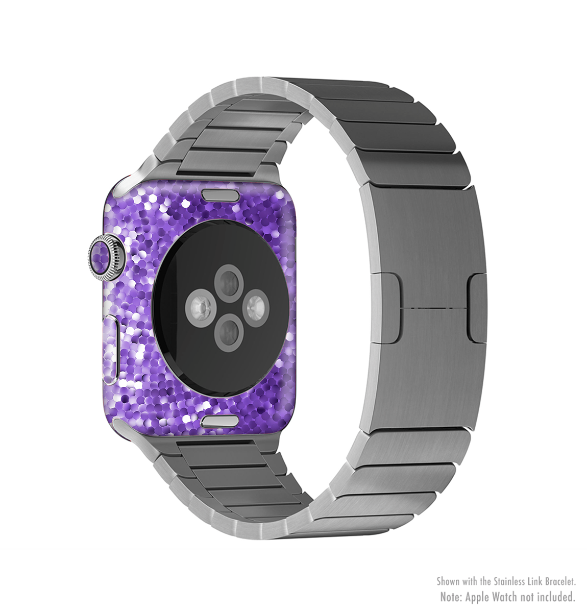 The Purple Shaded Sequence Full-Body Skin Kit for Apple Watch, showcasing a vibrant purple design that fits snugly around the watch.