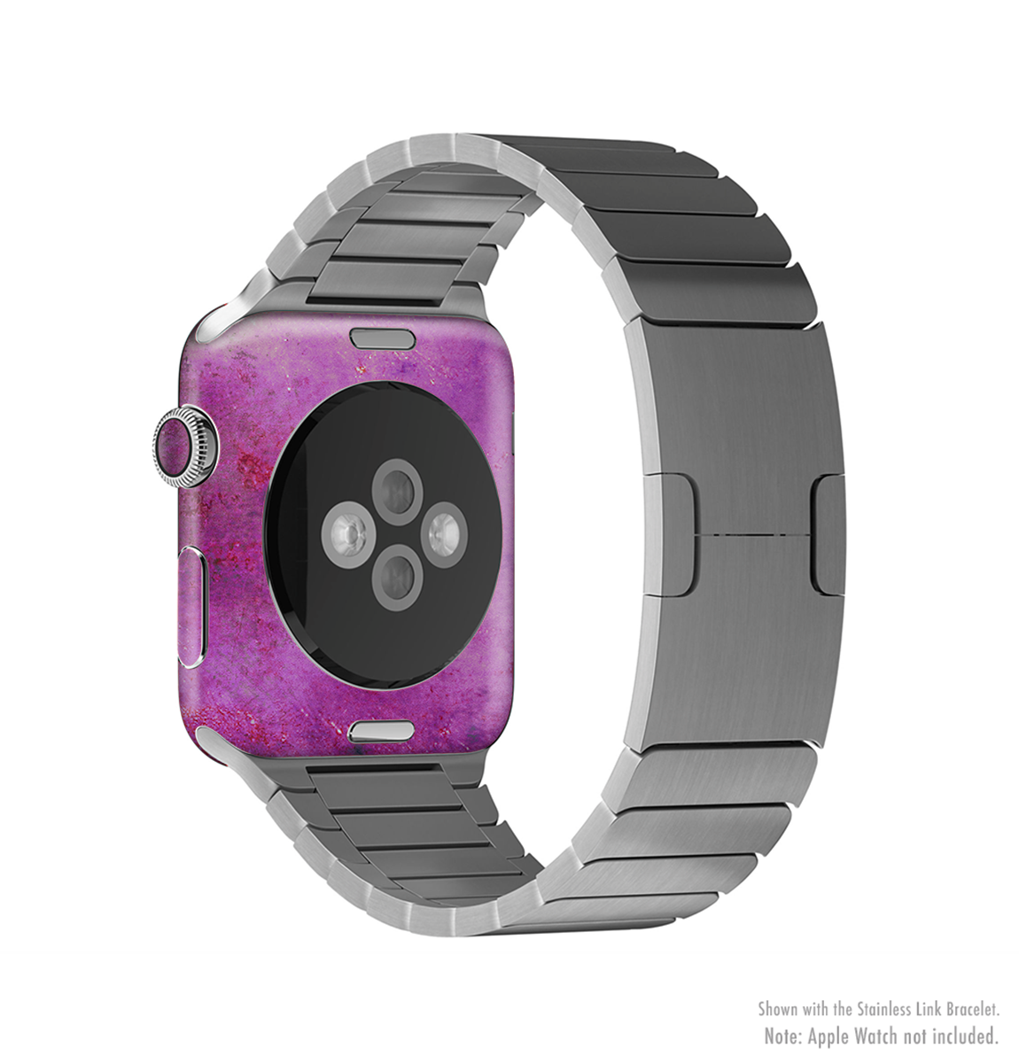 The Purple Water Colors Full-Body Skin Kit for Apple Watch, showcasing a vibrant purple water color design on a sleek watch.