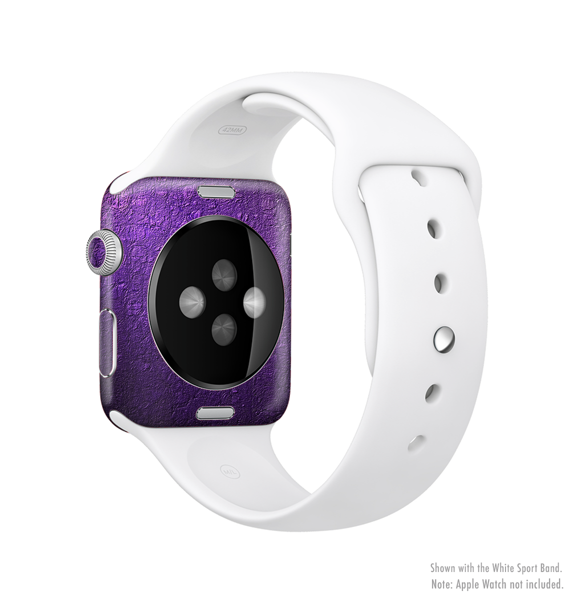 The Purpled Crackled Pattern Full-Body Skin Kit for Apple Watch, showcasing a vibrant crackled design on a sleek watch.