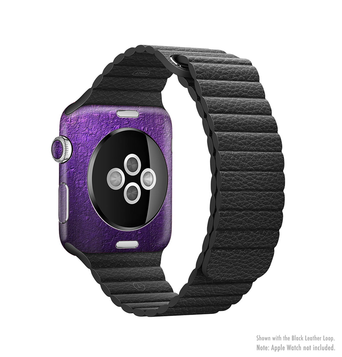 The Purpled Crackled Pattern Full-Body Skin Kit for Apple Watch, showcasing a vibrant crackled design on a sleek watch.