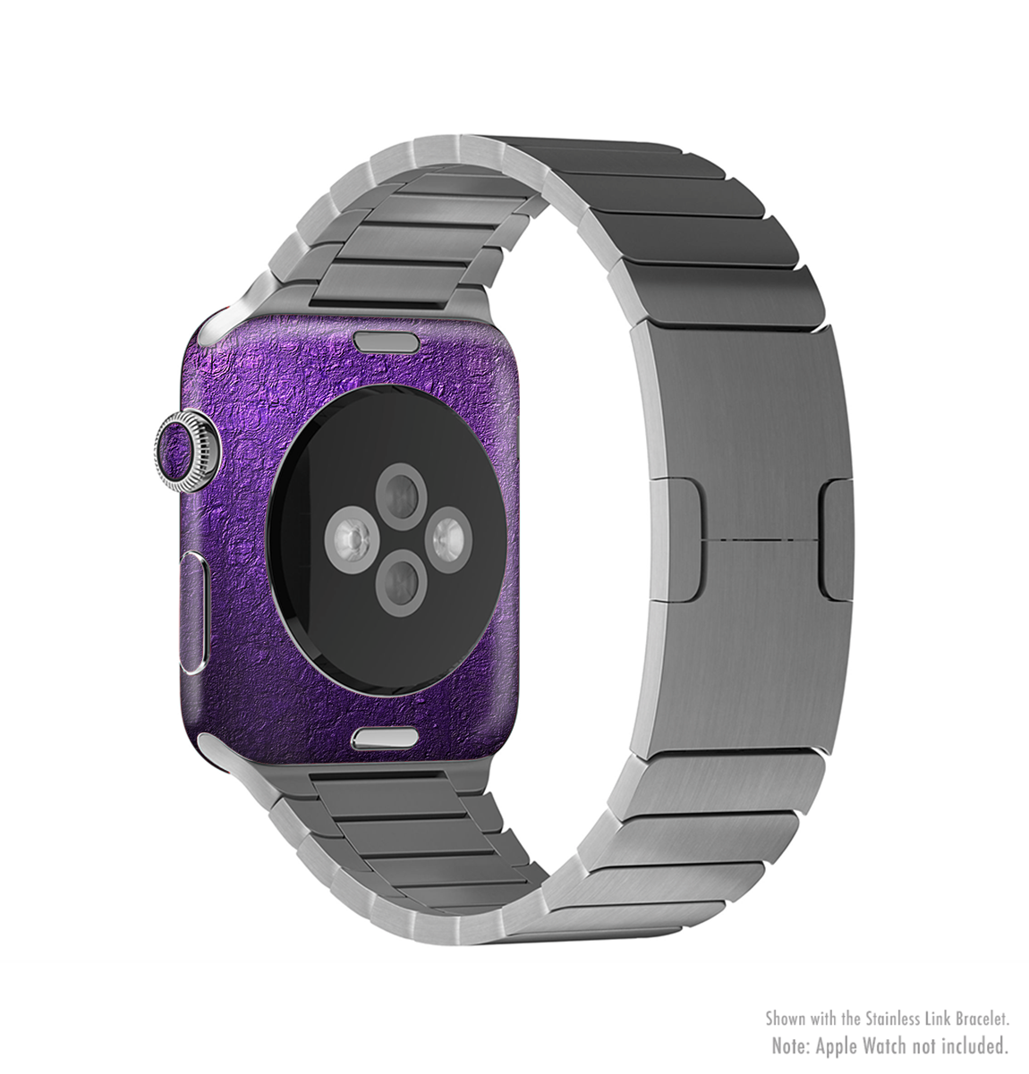 The Purpled Crackled Pattern Full-Body Skin Kit for Apple Watch, showcasing a vibrant crackled design on a sleek watch.