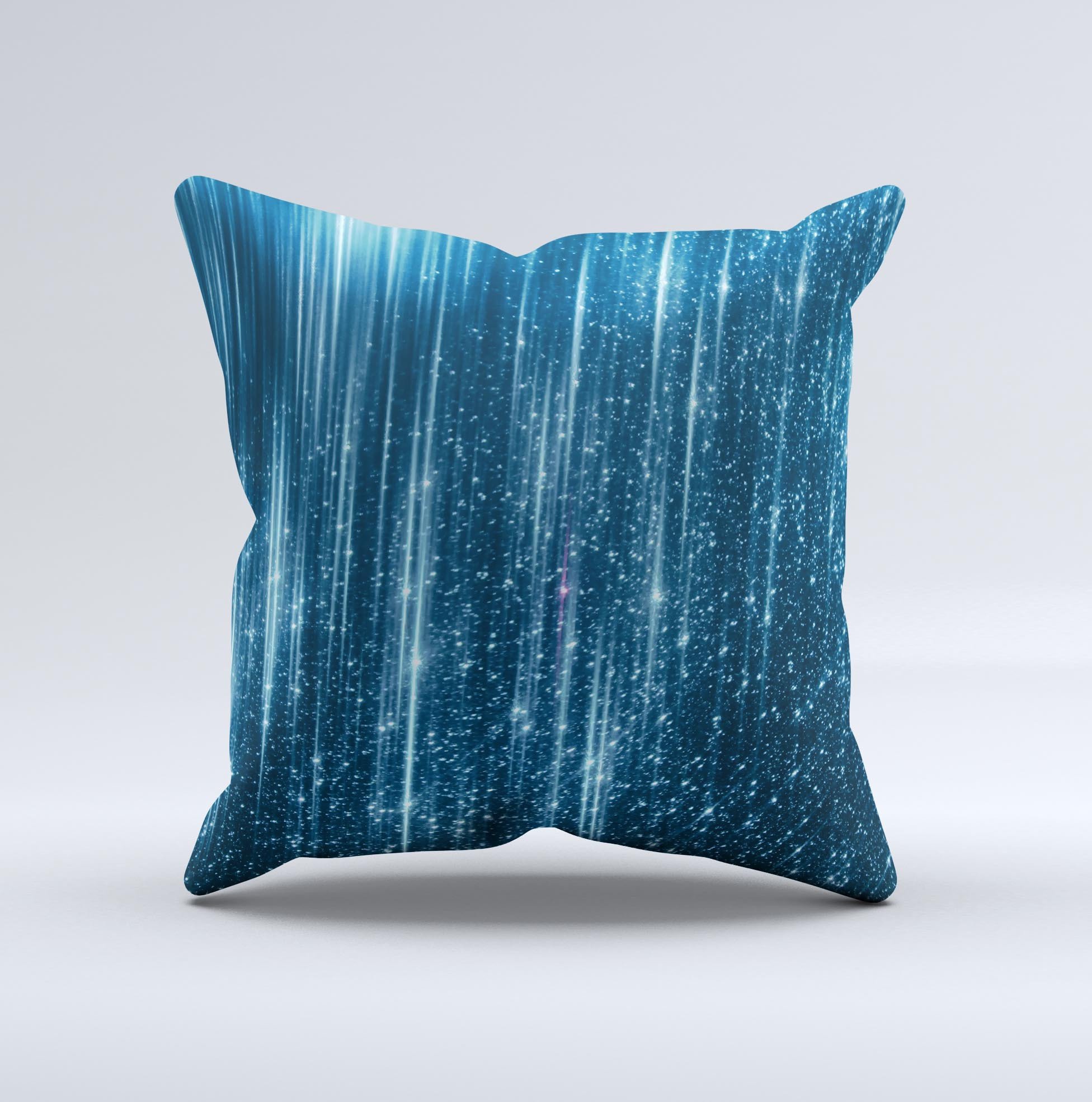 Radiant Blue Scratched Surface ink-Fuzed Decorative Throw Pillow showcasing a unique design with a vibrant blue color and textured surface.