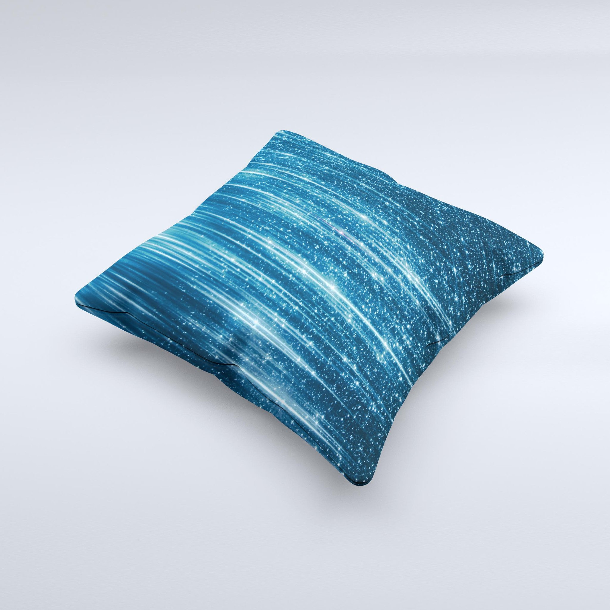 Radiant Blue Scratched Surface ink-Fuzed Decorative Throw Pillow showcasing a unique design with a vibrant blue color and textured surface.