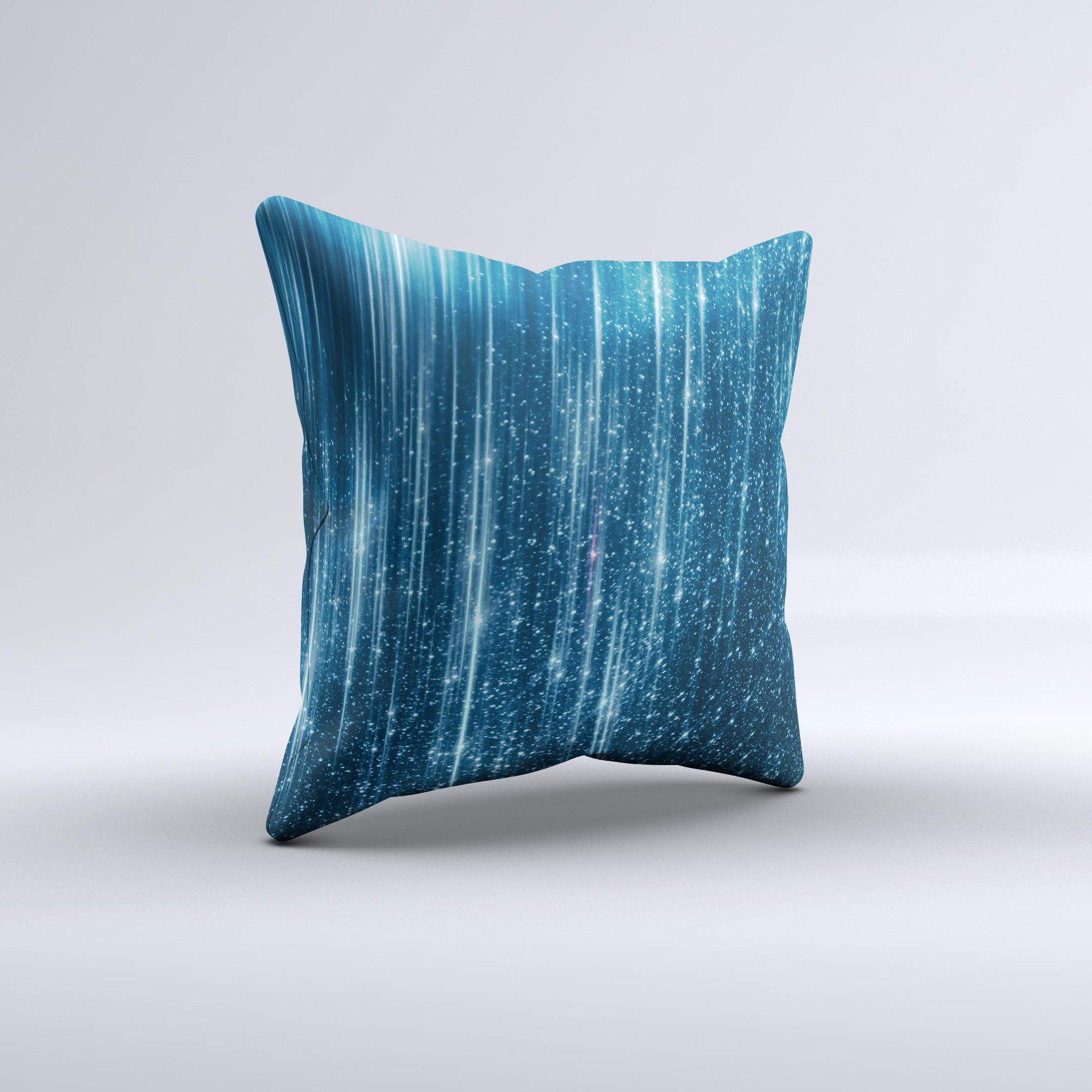 Radiant Blue Scratched Surface ink-Fuzed Decorative Throw Pillow showcasing a unique design with a vibrant blue color and textured surface.