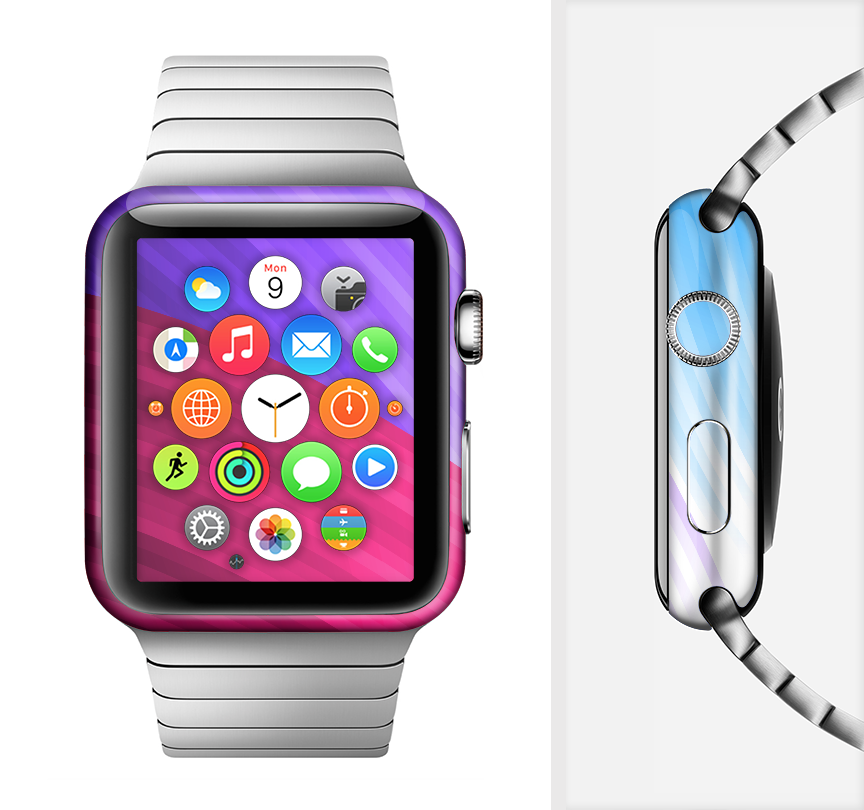 Radiant Color-Swirls Full-Body Skin Kit for Apple Watch showcasing vibrant colors and a sleek design.