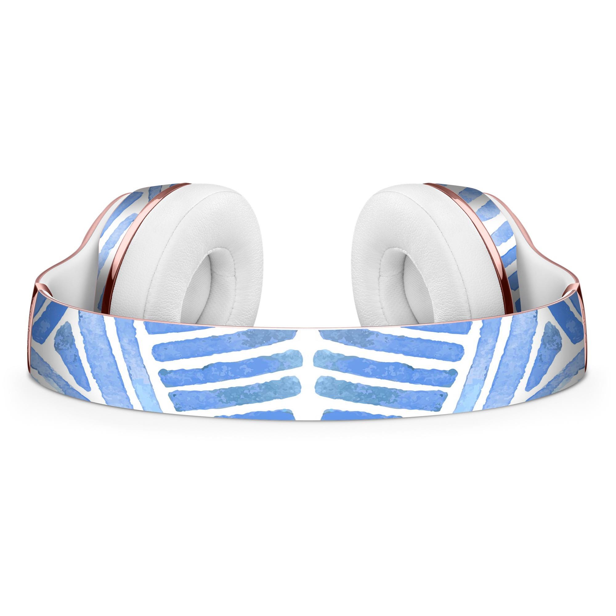 Random Blue Watercolor Strokes Full-Body Skin Kit for Beats by Dre Solo 3 Wireless Headphones, showcasing vibrant colors and artistic design.