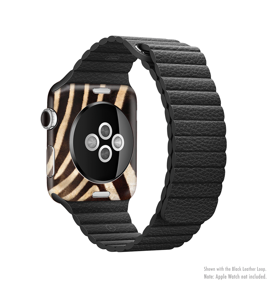 Real Zebra Print Texture Full-Body Skin Kit for Apple Watch, showcasing stylish design and premium vinyl material.