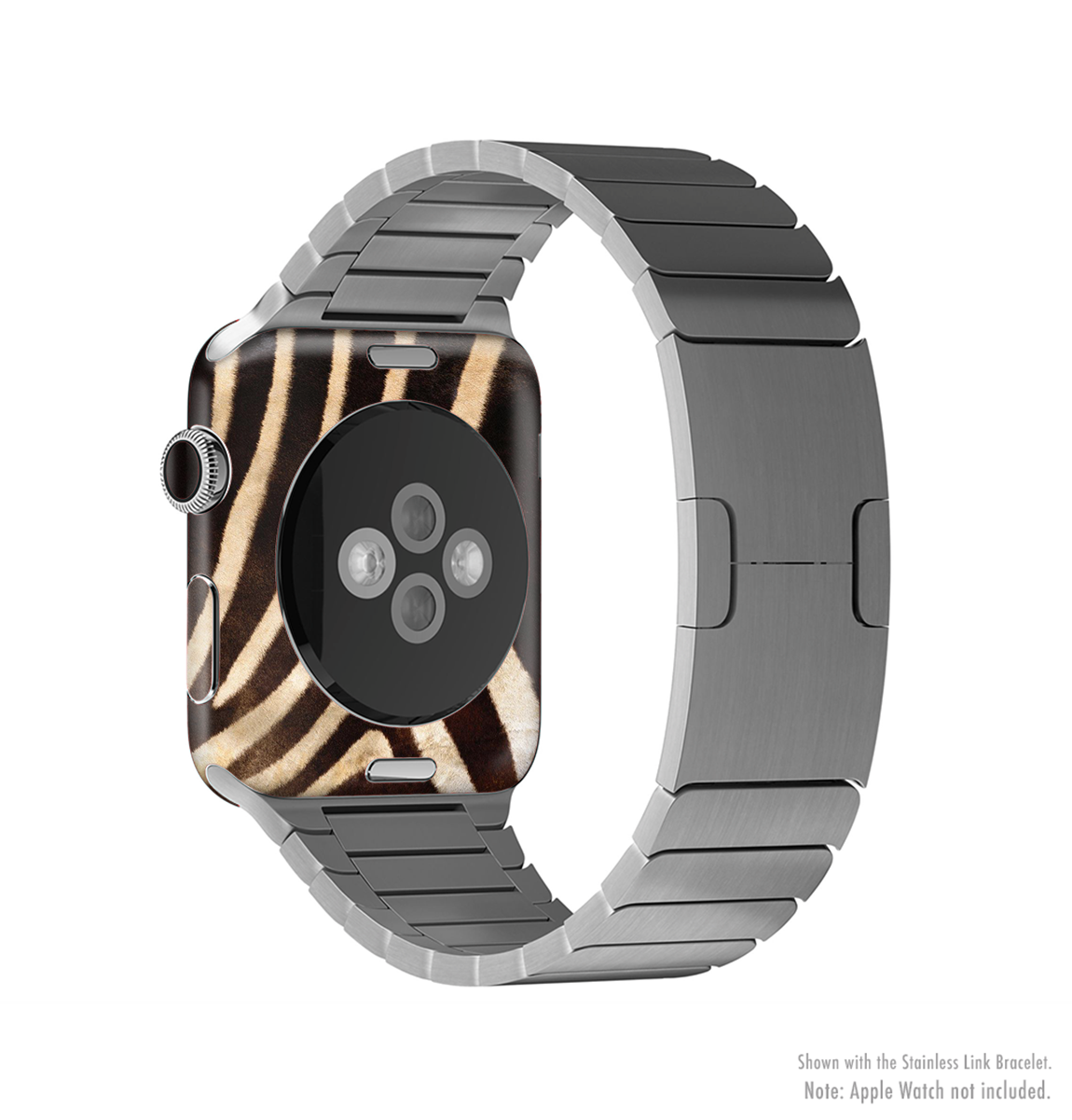 Real Zebra Print Texture Full-Body Skin Kit for Apple Watch, showcasing stylish design and premium vinyl material.