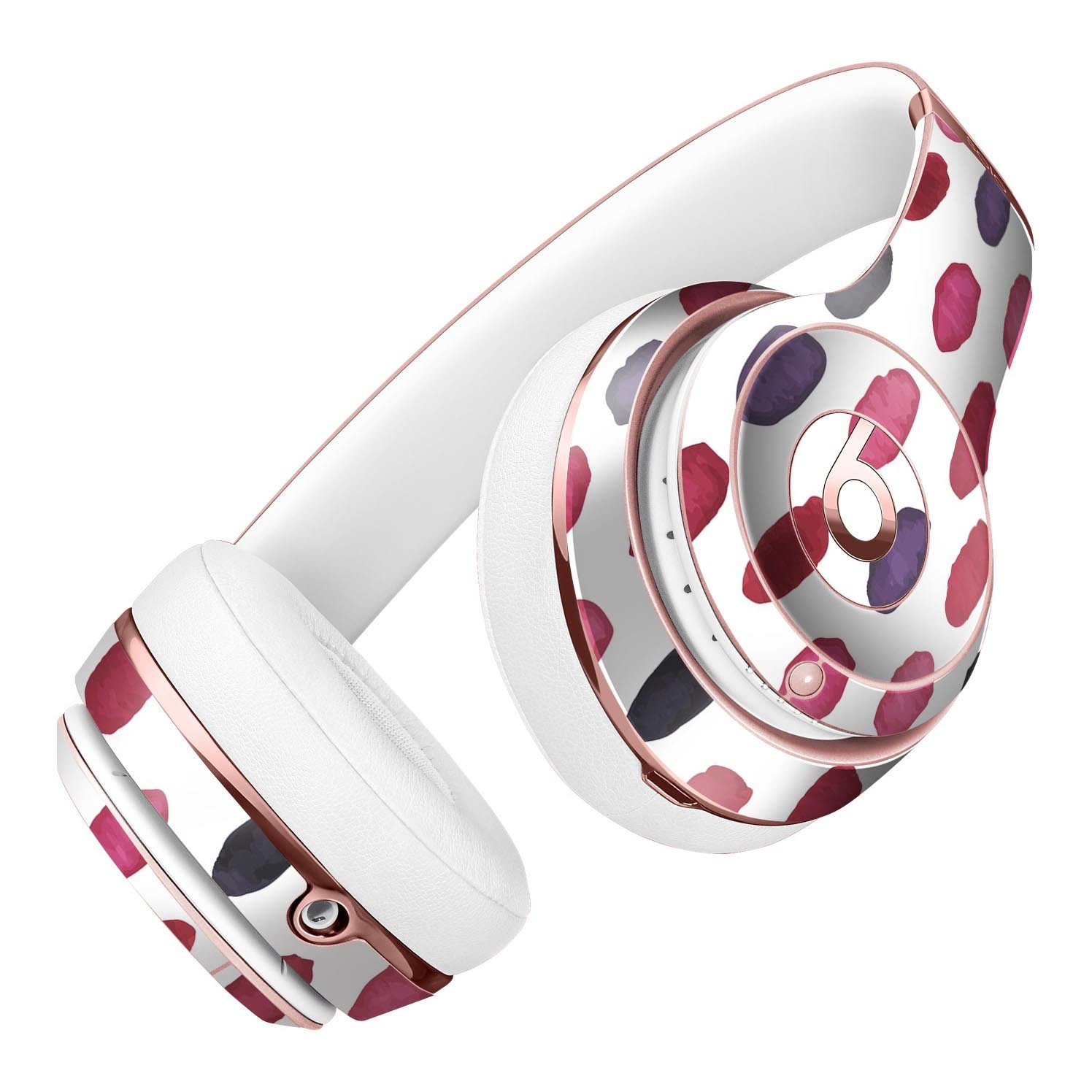 Red and purple water marks full-body skin kit for Beats by Dre Solo 3 Wireless Headphones, showcasing vibrant colors and precise cut.