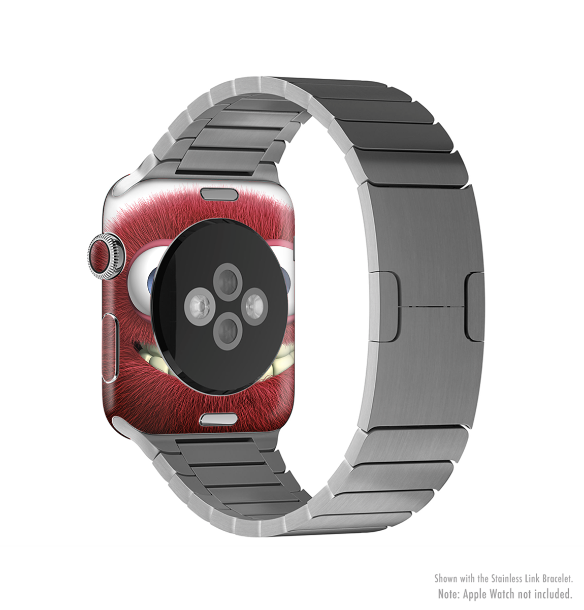 The Red Smiling Fuzzy Wuzzy Full-Body Skin Kit for Apple Watch, showcasing vibrant red color and fuzzy texture.