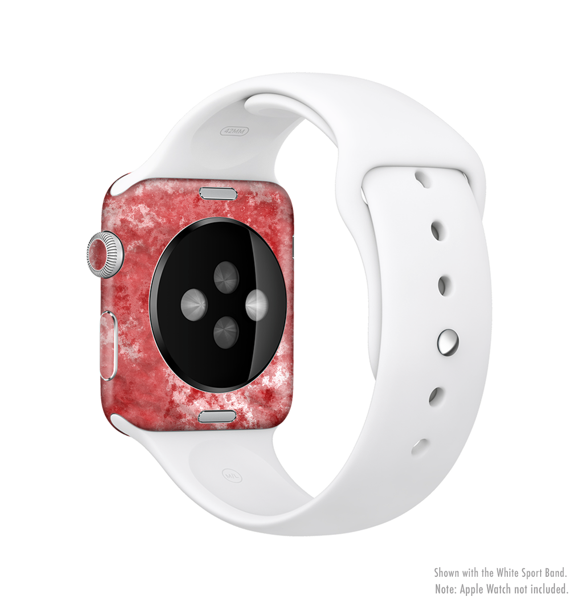 Red Splotted Paint Texture Full-Body Skin Kit for Apple Watch, showcasing vibrant colors and a sleek design.