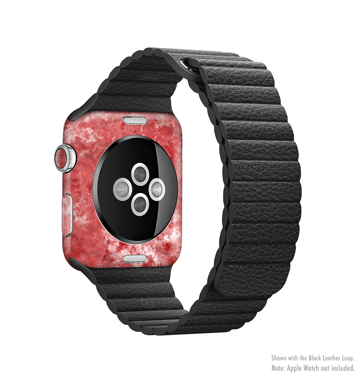 Red Splotted Paint Texture Full-Body Skin Kit for Apple Watch, showcasing vibrant colors and a sleek design.