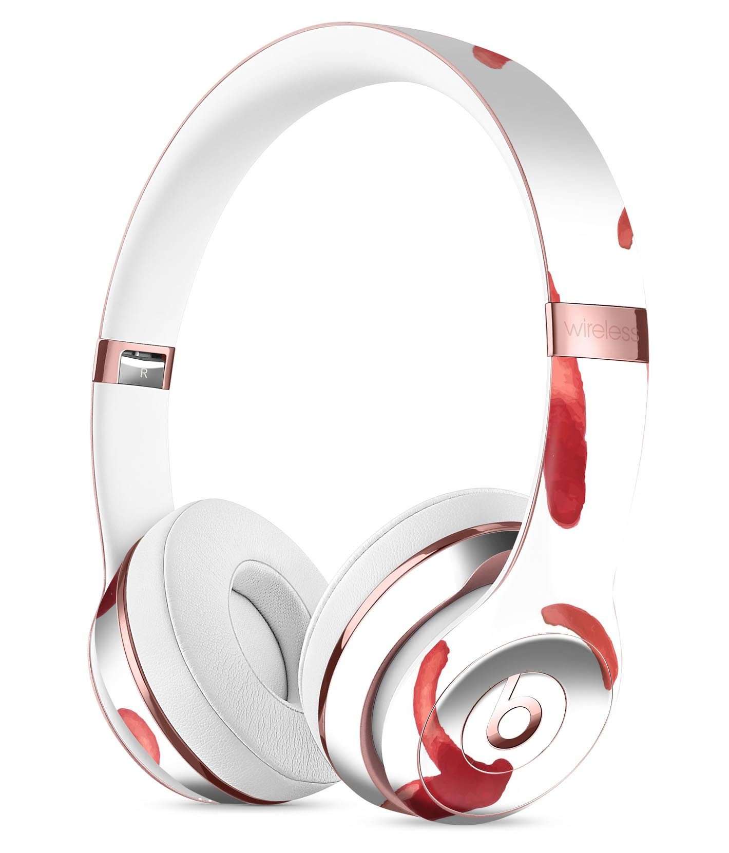 Red Watercolor Glyphics Full-Body Skin Kit for Beats by Dre Solo 3 Wireless Headphones, showcasing vibrant colors and intricate design.