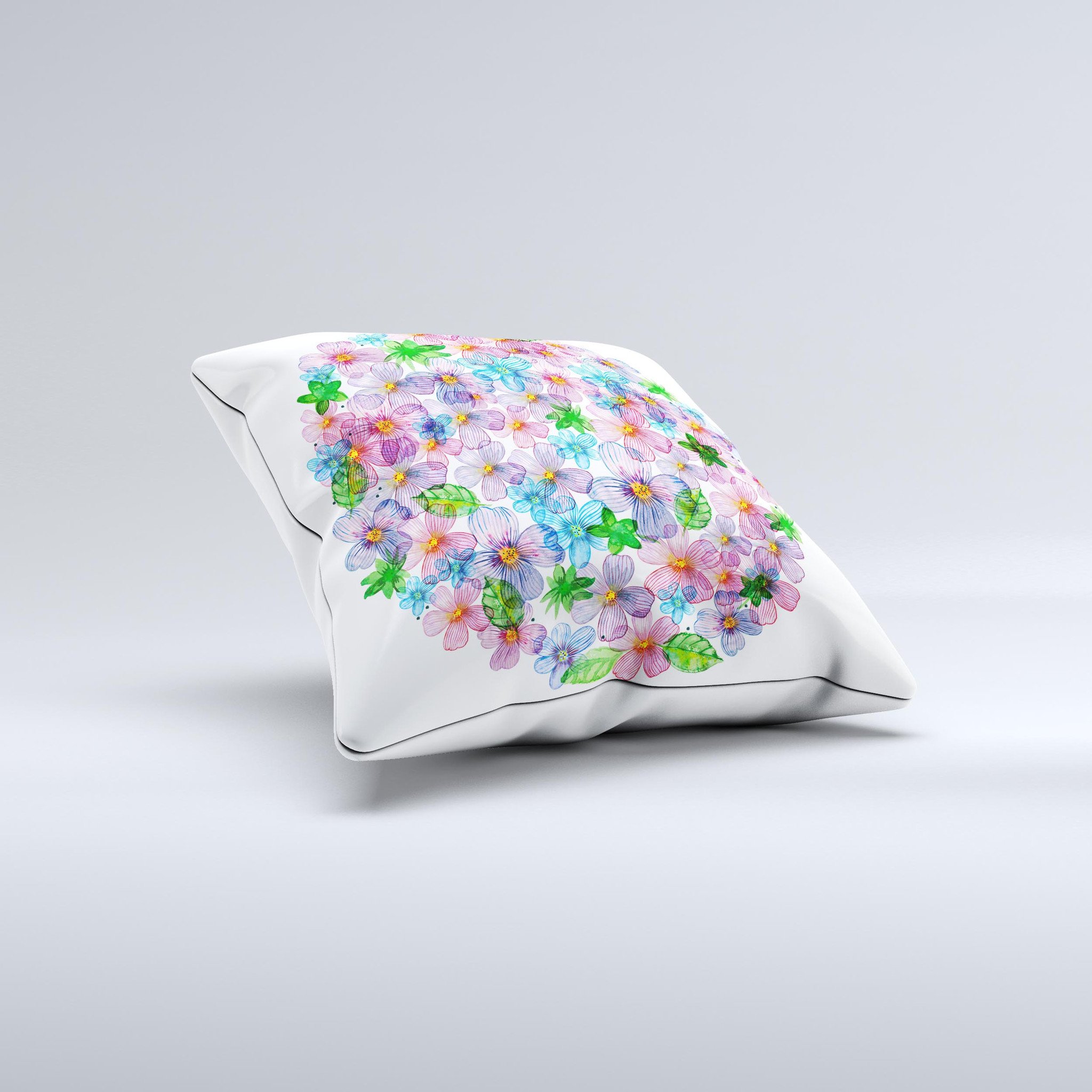 Rounded Flower Cluster ink-Fuzed Decorative Throw Pillow featuring vibrant floral design, handcrafted in Virginia with high-quality materials.