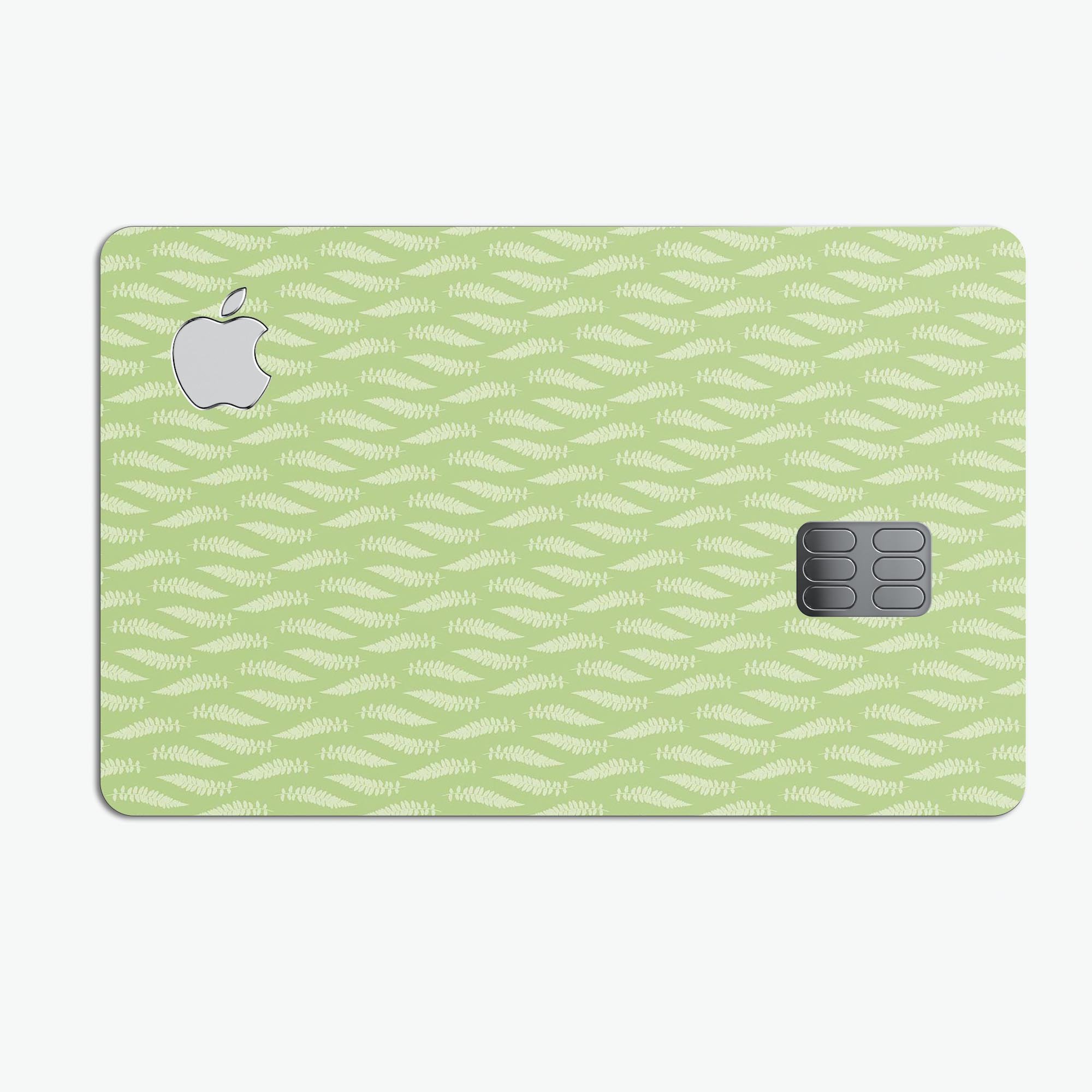 The Sage Strands of Grass decal skin for Apple Card, showcasing its premium vinyl material and stylish design.