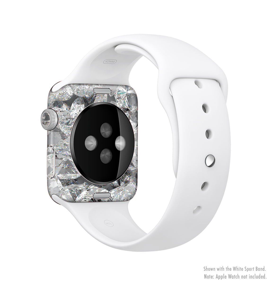 The Scattered Diamonds Full-Body Skin Kit for Apple Watch, showcasing a stylish diamond pattern on premium vinyl.