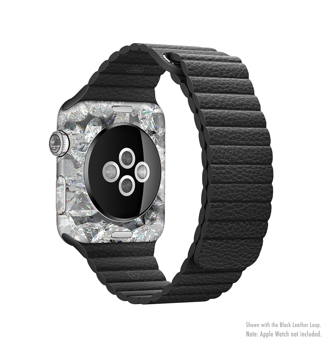 The Scattered Diamonds Full-Body Skin Kit for Apple Watch, showcasing a stylish diamond pattern on premium vinyl.