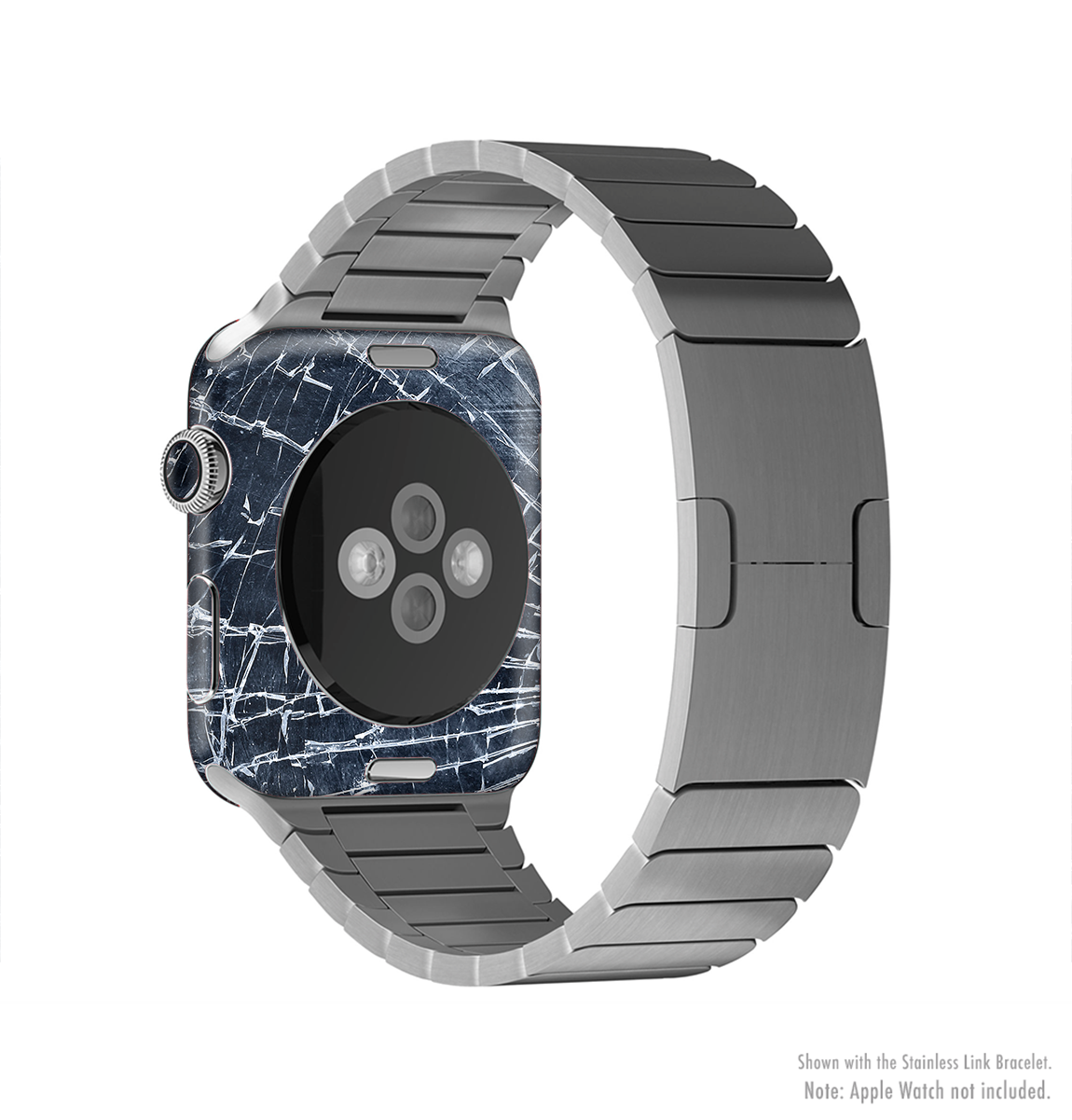 The Shattered Glass Full-Body Skin Kit for Apple Watch showcasing a stylish shattered glass design on a sleek watch.