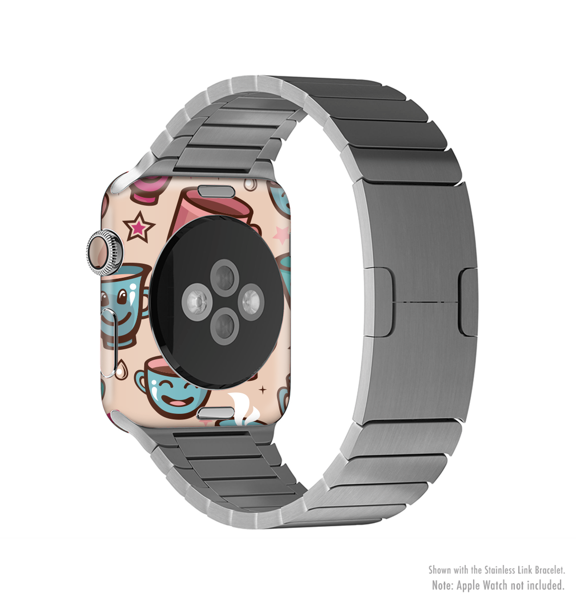 The Smiley Coffee Mugs Full-Body Skin Kit for Apple Watch featuring vibrant colors and a unique design for stylish protection.