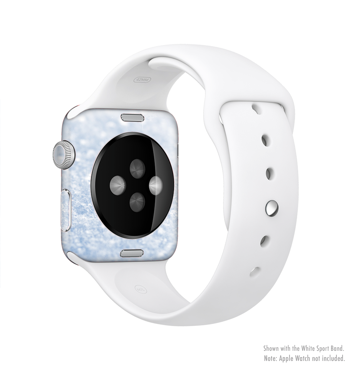 Sparkly Snow Texture Full-Body Skin Kit for Apple Watch, showcasing a stylish design with a shimmering snow pattern.